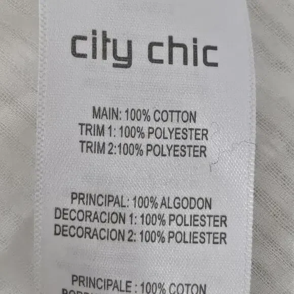 2/$50 City Chic Plus Size Summer Delight Ivory Puff Sleeve Peplum Blouse Size 14 - Picture 6 of 8